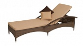 Лежак Malta-2 коричневый, подушка бежевая, искусственный ротанг
